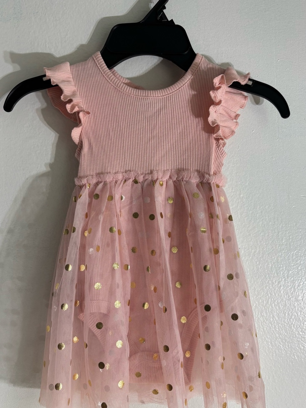 Madison Pink Dress with Gold Polka Dot Tulle